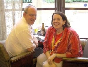 Mike and I relax at the Hyperion Lounge.