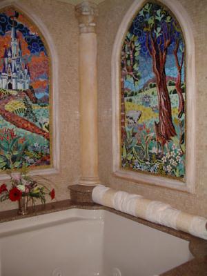 Castle Suite tub with mosaic windows