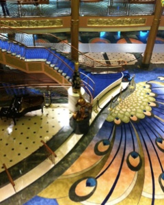 Peacock carpet in the atrium of the Disney Fantasy
