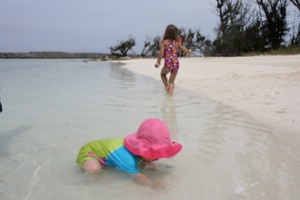 Playing in the sand at Disney's Castaway Cay